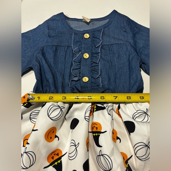Halloween Denim Pumpkin Dress Girls Size 110 or 4 - Picture 6 of 7